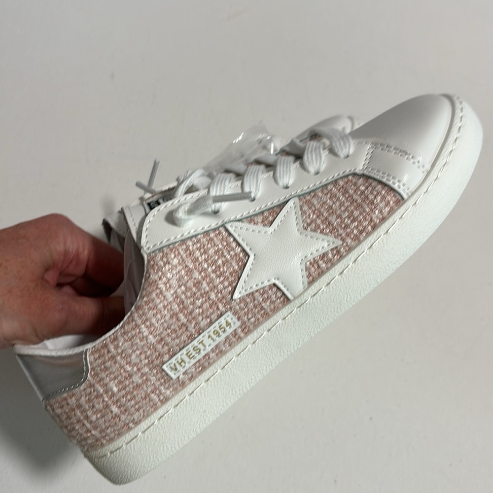 New Vintage Havana CARLA PINK TWEED FASHION SNEAKER in pink/white - Picture 4 of 9